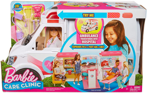 Bild von Barbie Krankenwagen, umwandelbar in eine Klinik