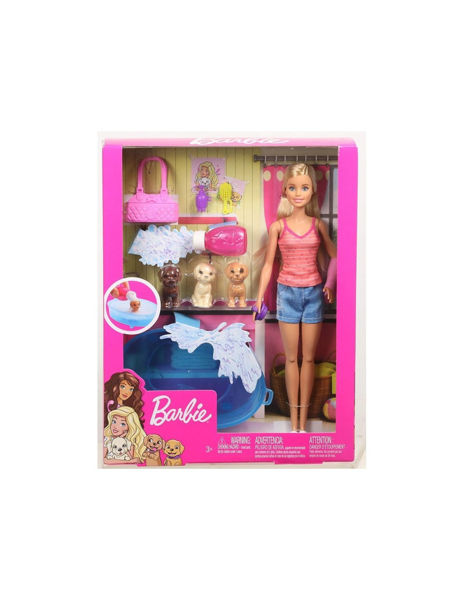 Bild von Barbie-Set mit 3 Welpen-Badewanne und Zubehör