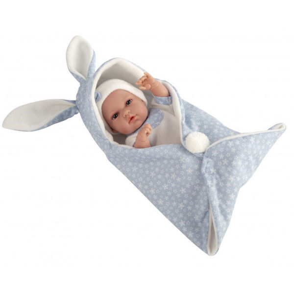 Bild von Arias - Bebe' 33cm Coperta Con Orecchie Azzurro