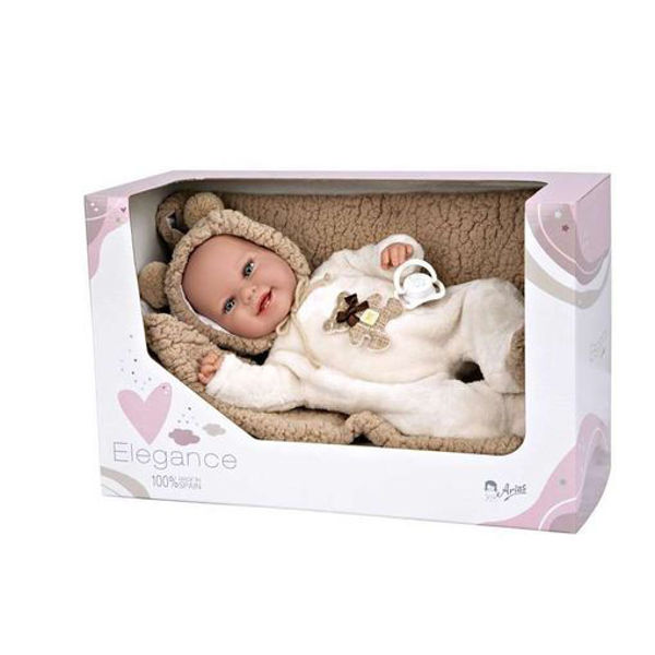 Bild von Arias Dolls Bambola Pesata Elegance Babyto Orsetto Marrone Con Coperta 35 Cm