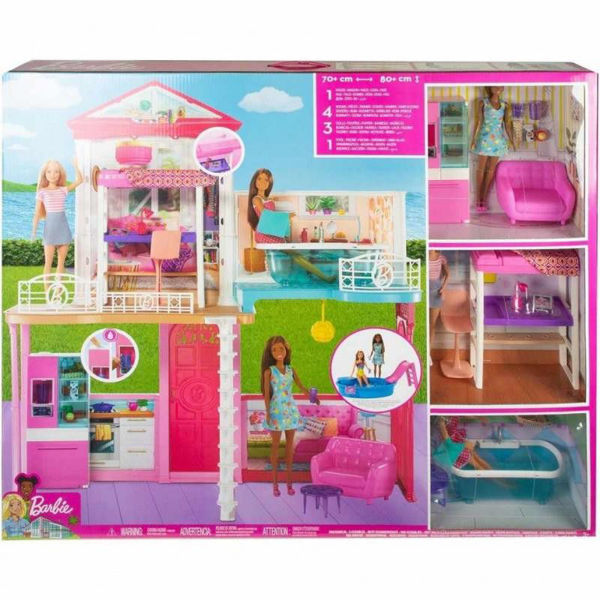 Bild von Barbie Casa Delle Bambole Villa Con 3 Bambole Ed Accessori Glh56